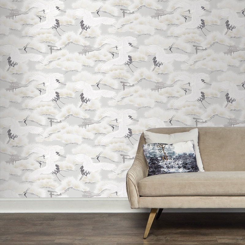 Tempaper Asian Toile 33' L x 20.5" W Metallic Peel and Stick Wallpaper